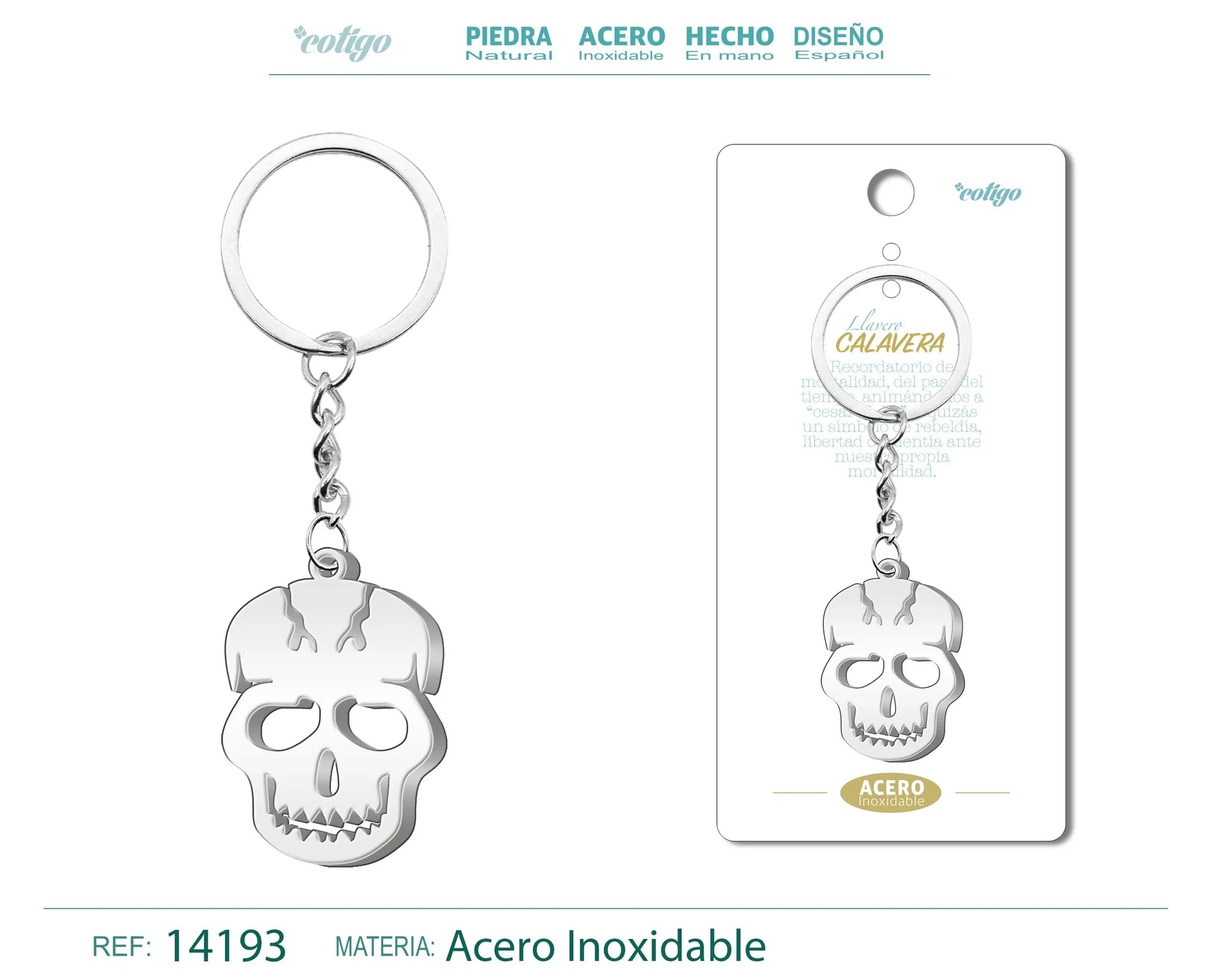 Llavero Calavera Acero Inoxidable