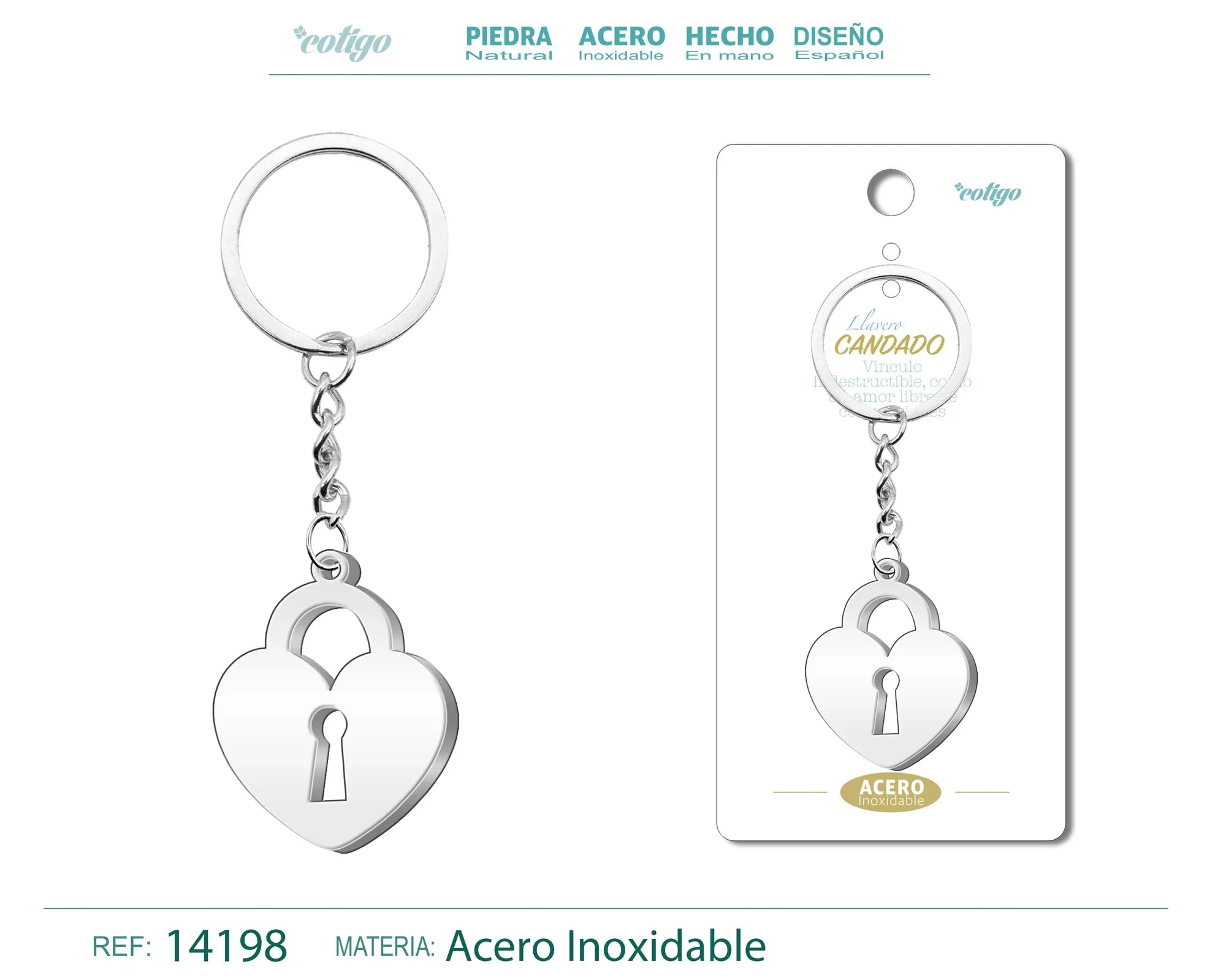 Llavero Candado Acero Inoxidable