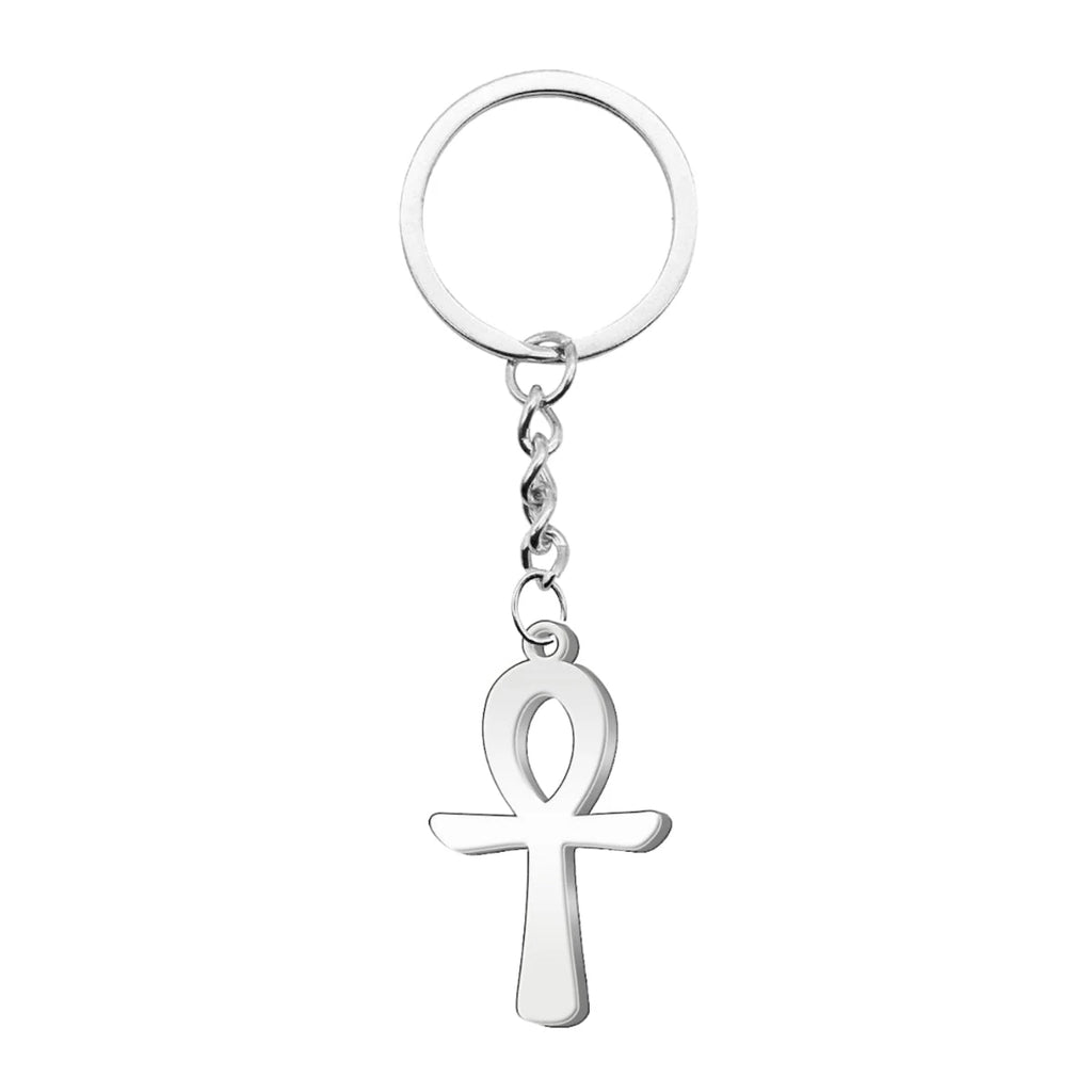 Llavero Cruz Egipcia Ankh en Acero Plateado