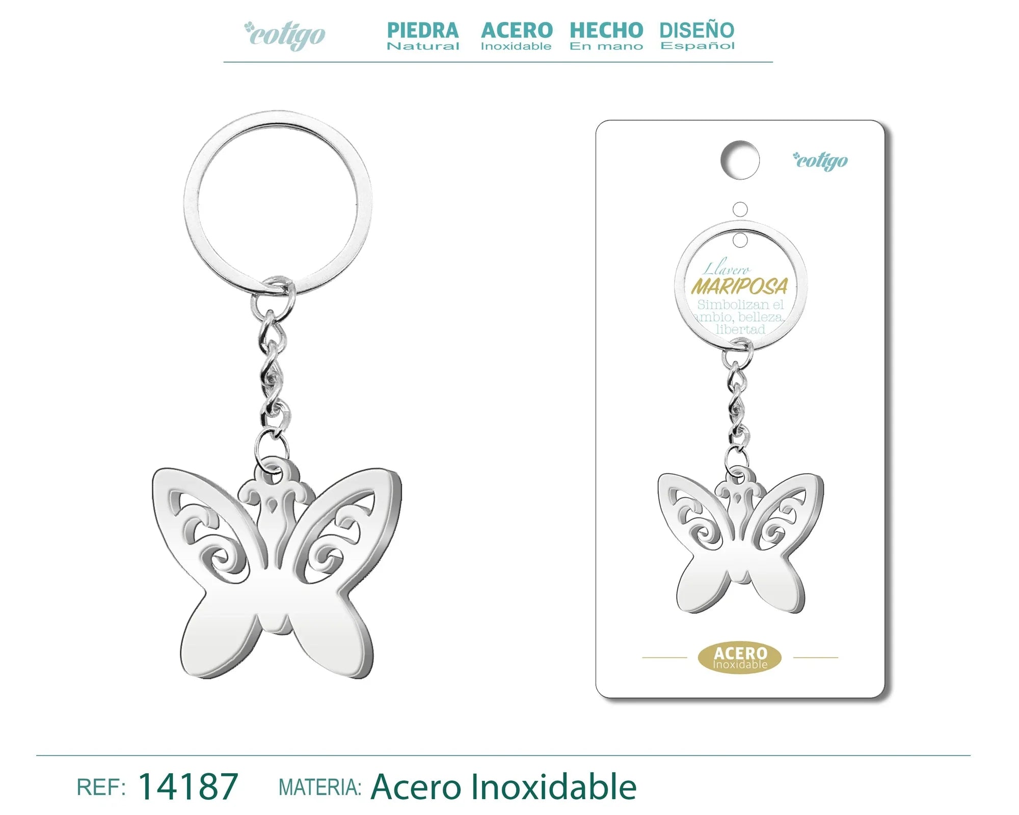 Llavero Mariposa Acero Inoxidable