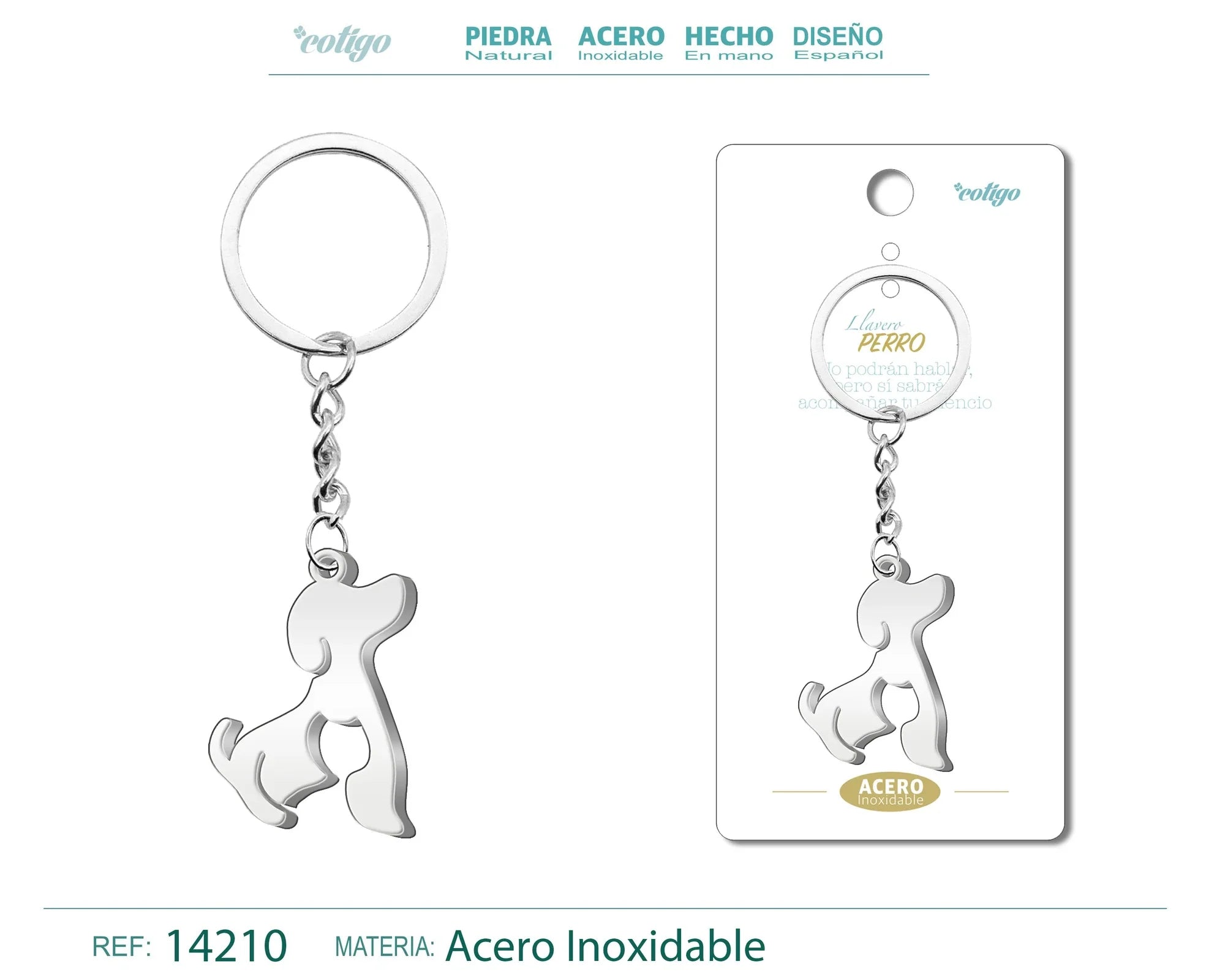 Llavero Perro Acero Inoxidable