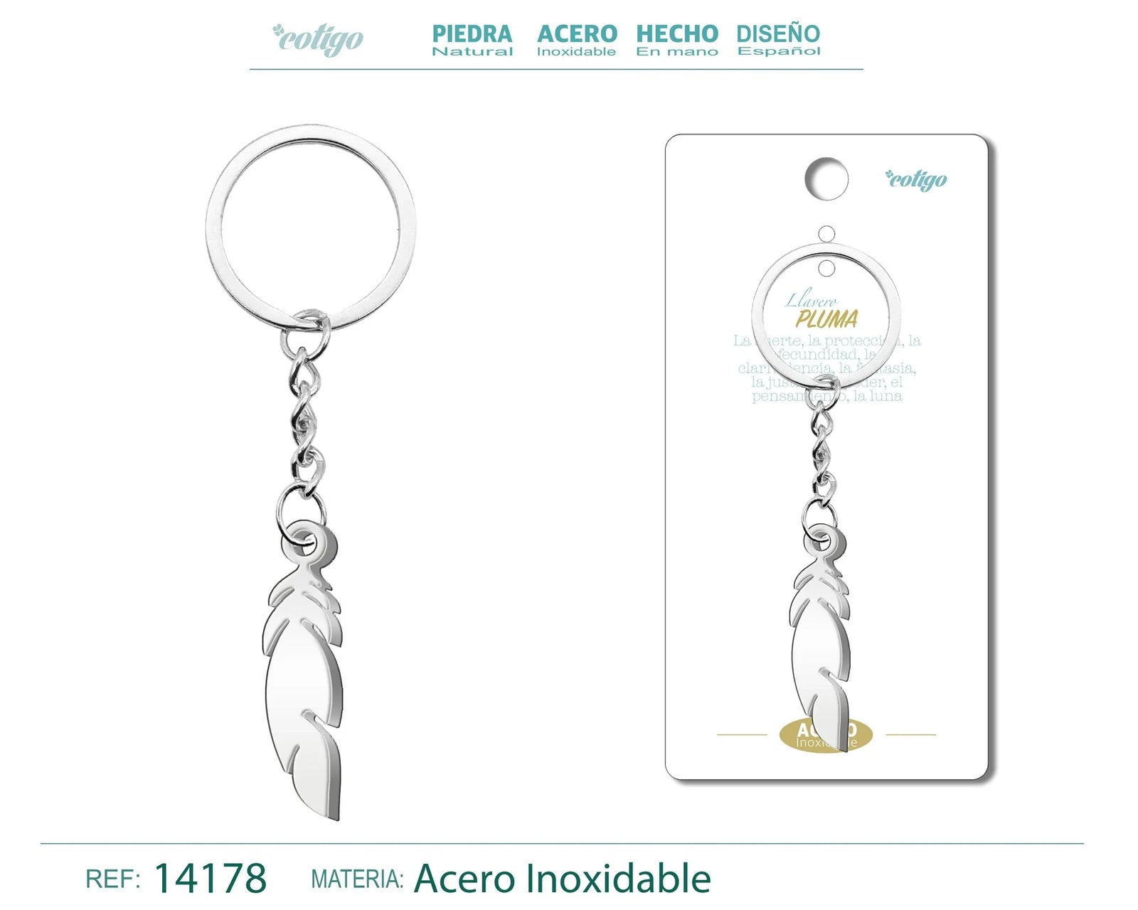 Llavero Pluma Acero Inoxidable