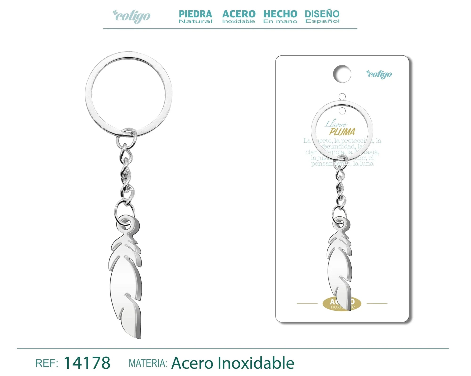 Llavero Pluma Acero Inoxidable
