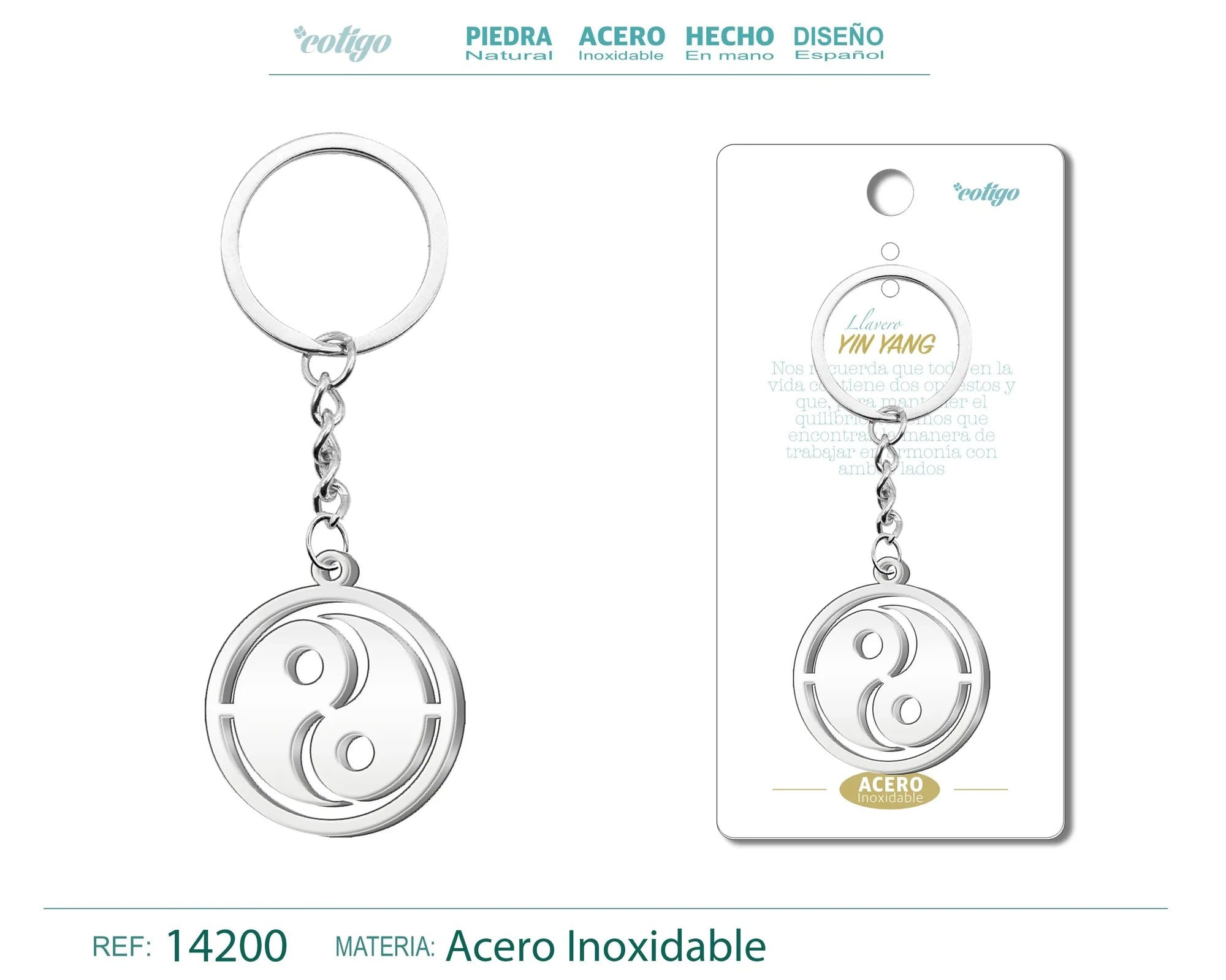 Llavero Yin Yang Acero Inoxidable