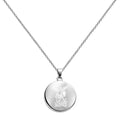 Medalla religiosa de San Miguel Arcángel en collar plateado con relieve devocional