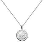 Medalla religiosa de San Miguel Arcángel con circonitas en collar devocional