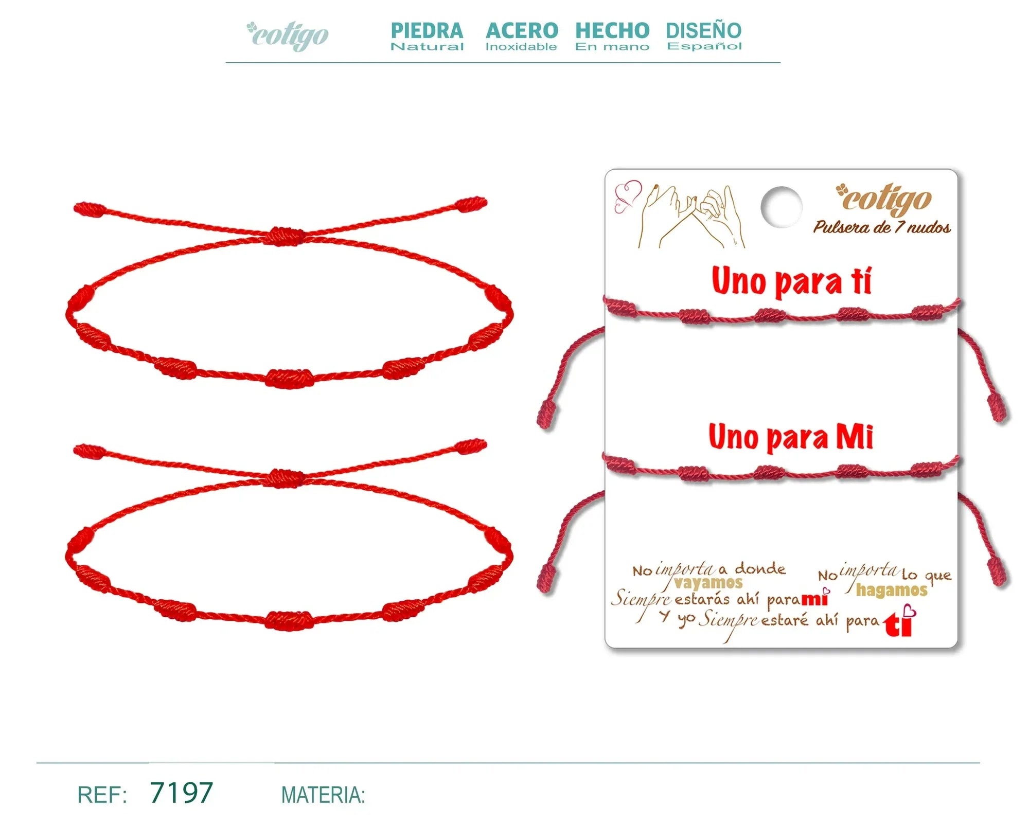 Pack 2 Pulseras 7 Nudos - Regalo San Valentín Pareja - Acero