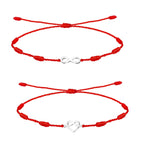 Pack 2 Pulseras 7 Nudos con Corazón Y Símbolo Eterno - Regalo San Valentín Pareja