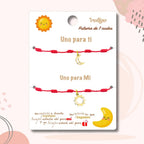 Pack 2 Pulseras 7 Nudos con "sol Y Luna" - Regalo San Valentín Pareja - Acero detalle
