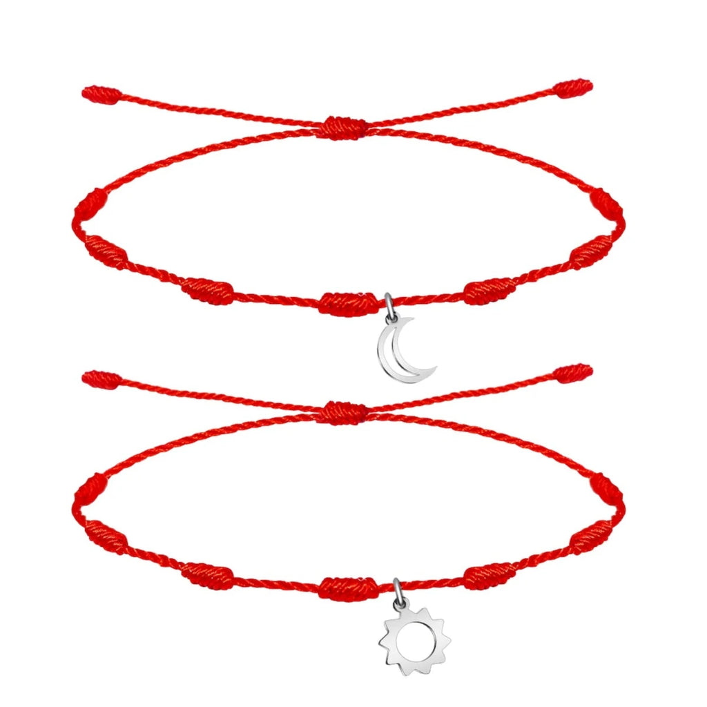Pack 2 Pulseras 7 Nudos "sol Y Luna" - Regalo San Valentín Pareja - Acero