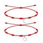 Pack 2 Pulseras 7 Nudos Sol y Luna en Acero - Acabado Plateado - SKU 13070