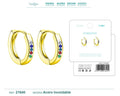 Pendiente Aro Acero 10mm Circonita Colores Dorado Modelo 2