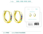 Pendiente Aro Acero 12mm Circonita Colores Dorado Modelo 2 - Dorado