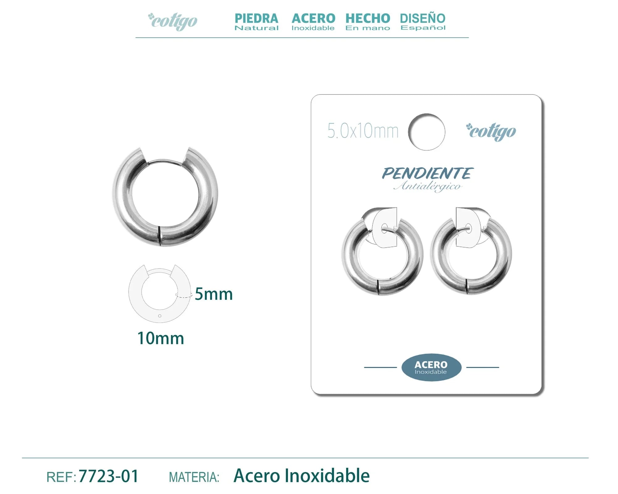 Pendiente Aro Acero 5.0x10mm Acero