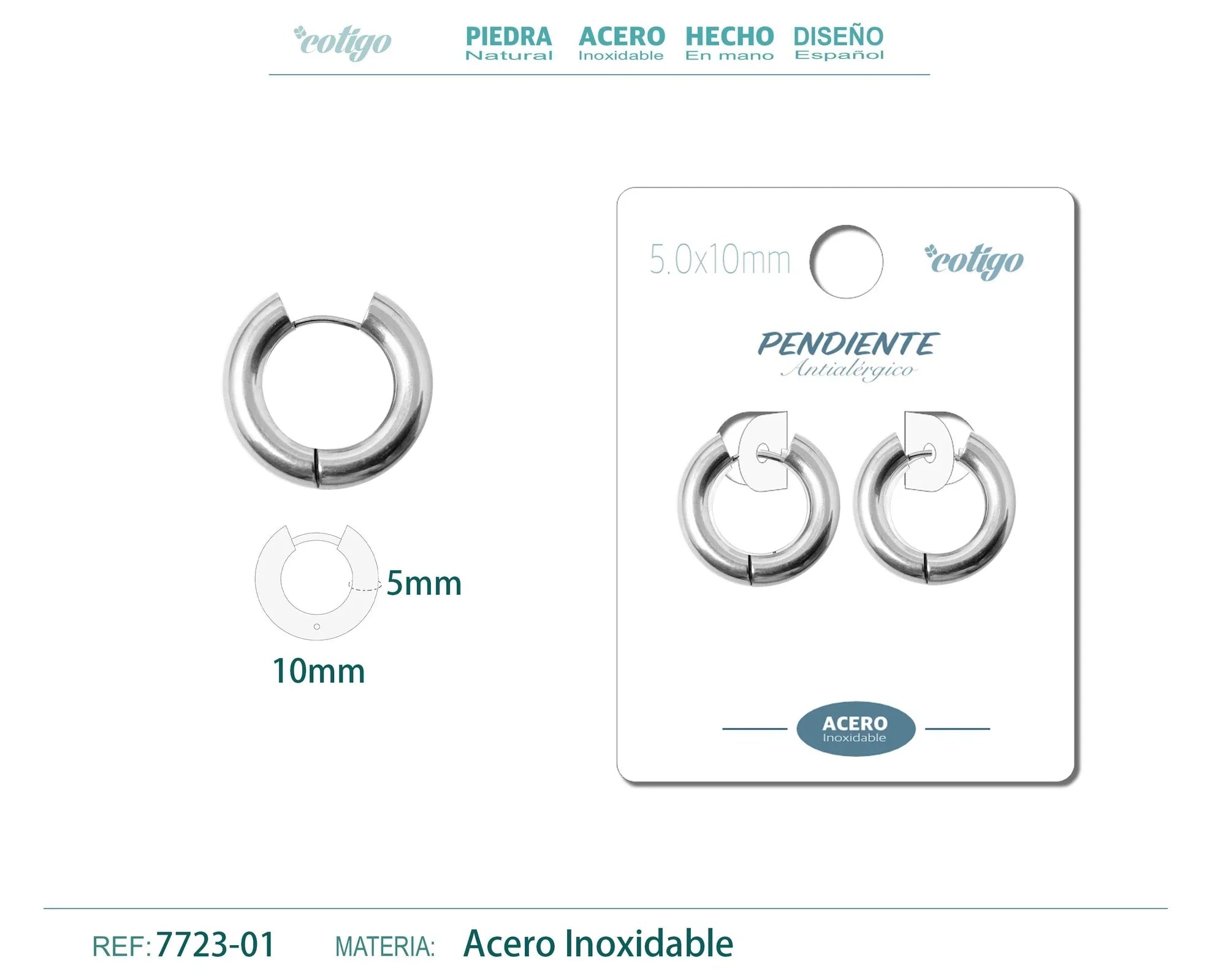 Pendiente Aro Acero 5.0x10mm