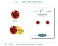Pendiente Circonita Redonda Roja 6 mm Acero Dorado
