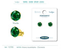 Pendiente Circonita Redonda Verde 8 mm Acero Dorado