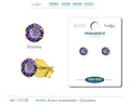 Pendiente Circonita Redonda Violeta 6 mm Acero Dorado