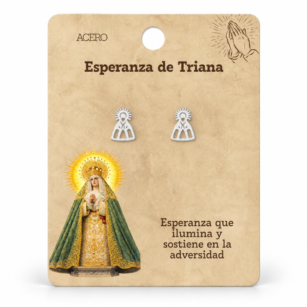 Par de pendientes Esperanza de Triana de color plateado sobre su tarjeta