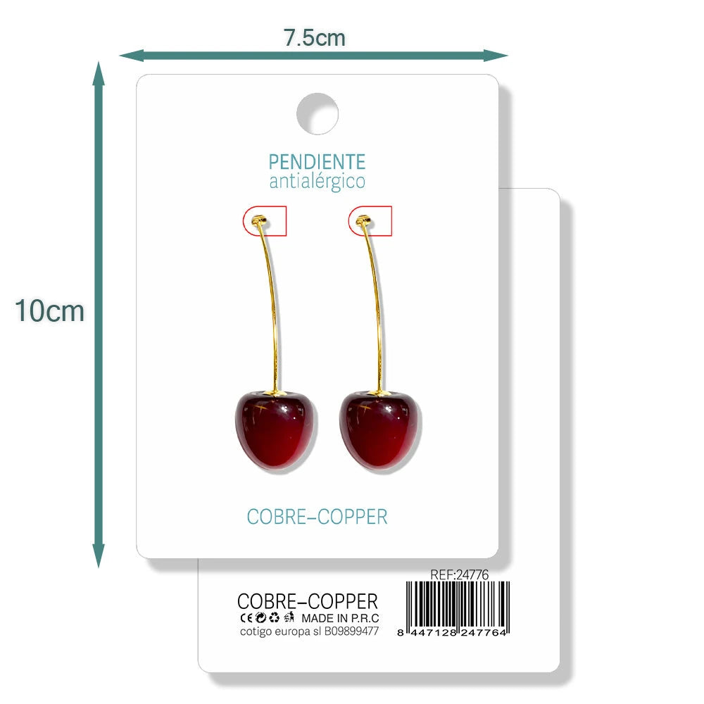 Pendientes con Frutas Cerezas detalle