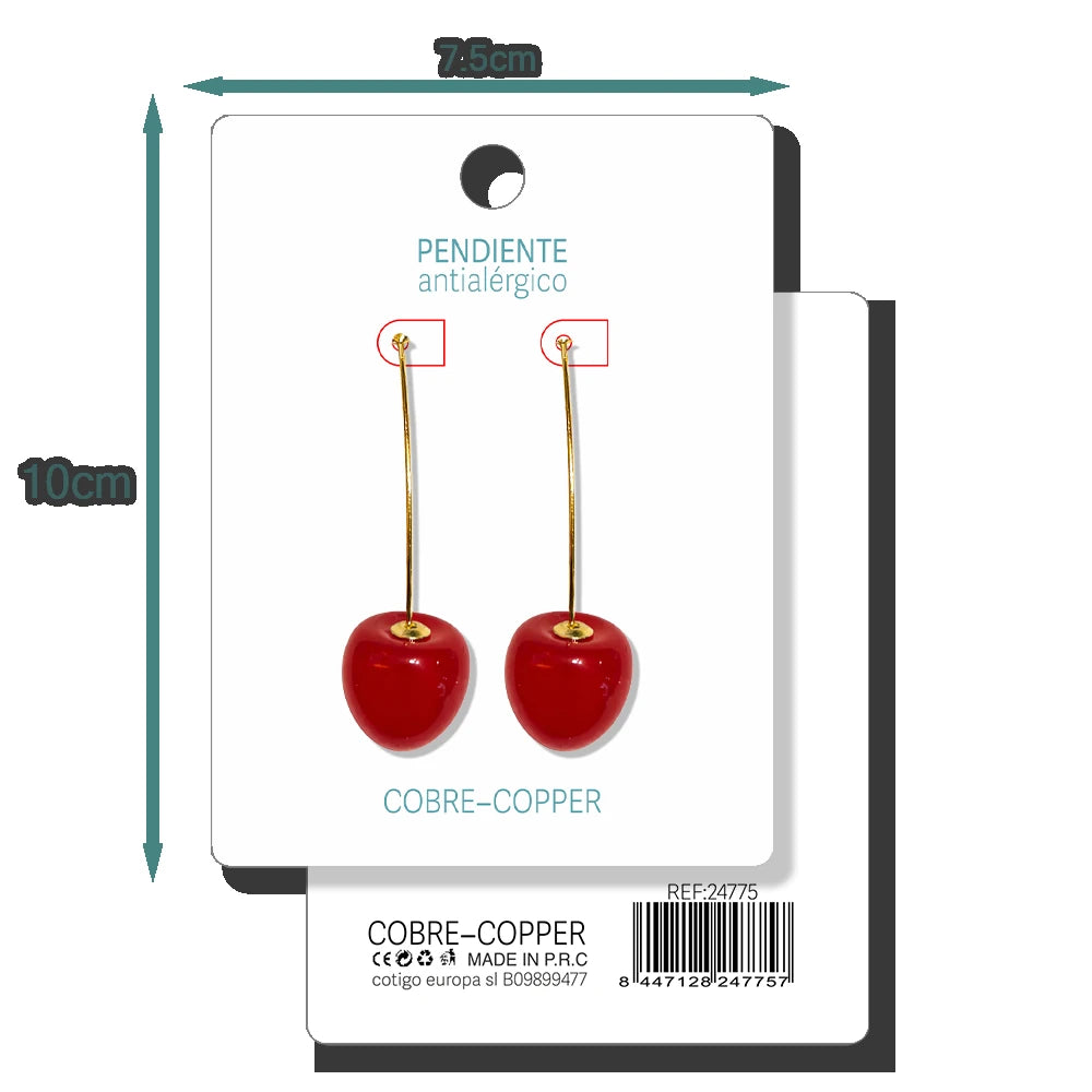 Pendientes con Frutas Cerezas detalle