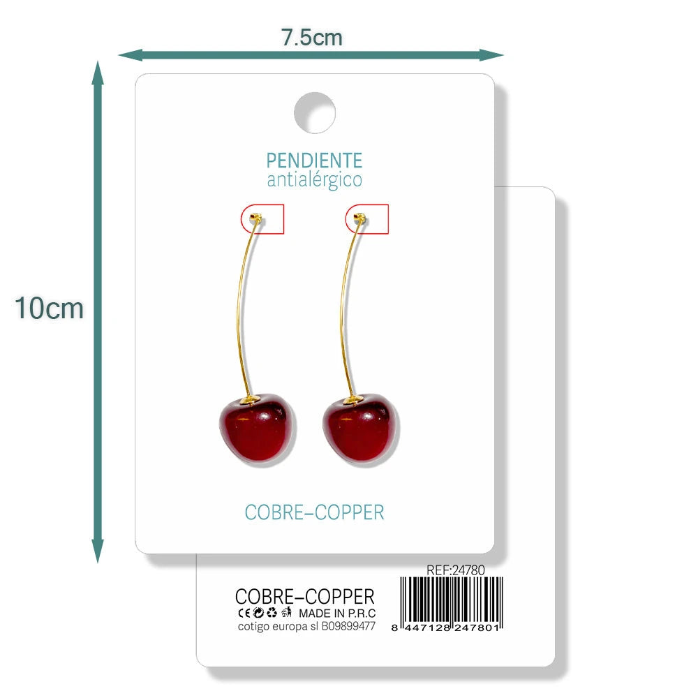 Pendientes con Frutas Cerezas detalle