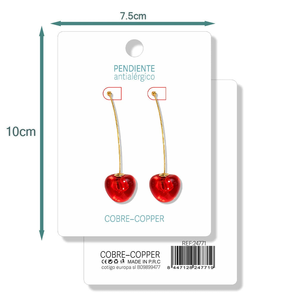 Pendientes con Frutas Cerezas detalle