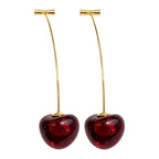 Pendientes de Cerezas Rojas Largas