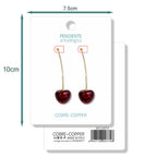 Pendientes de Cerezas Rojas Largas detalle