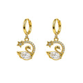 Pendientes de Aro Dorados con Cisne Y Estrella