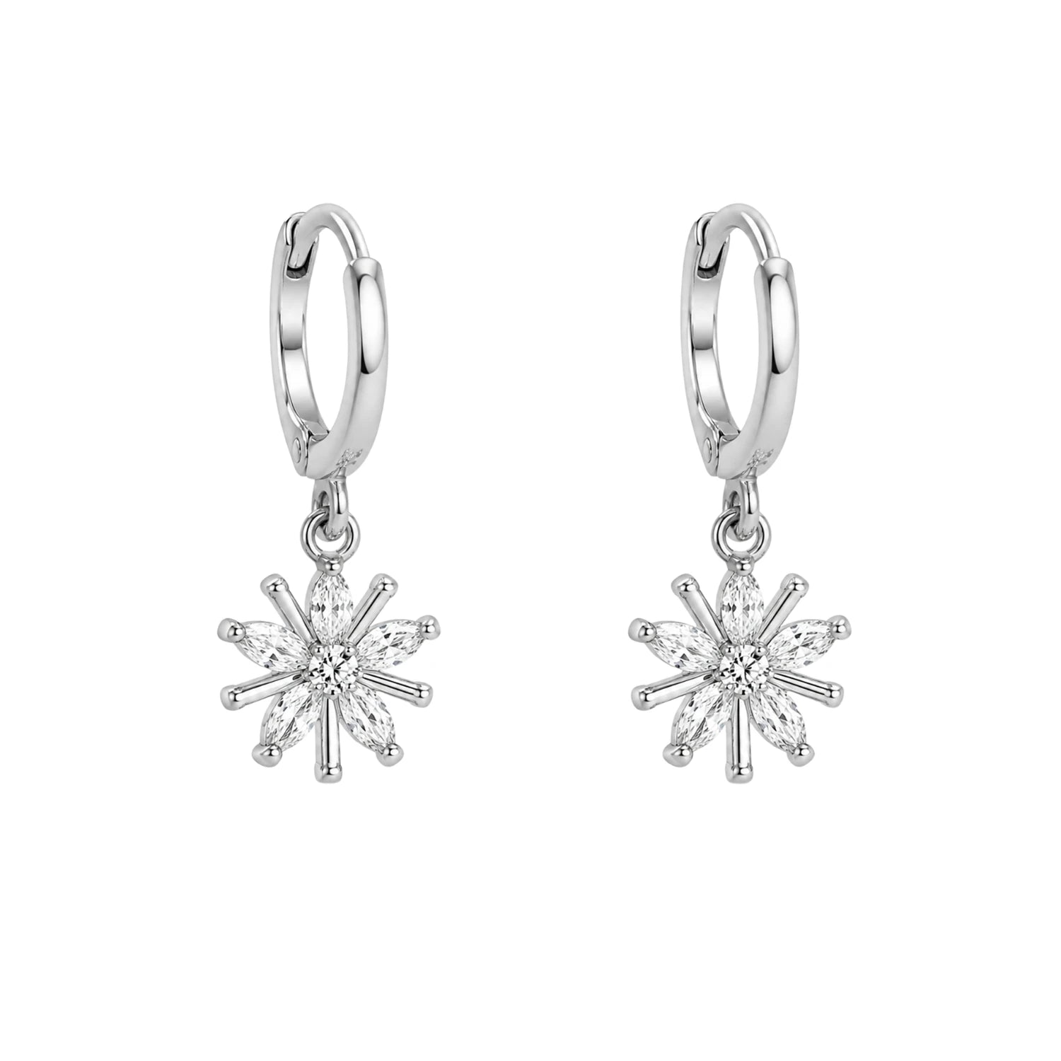 Pendientes de Aro Plateados con Estrella Brillante