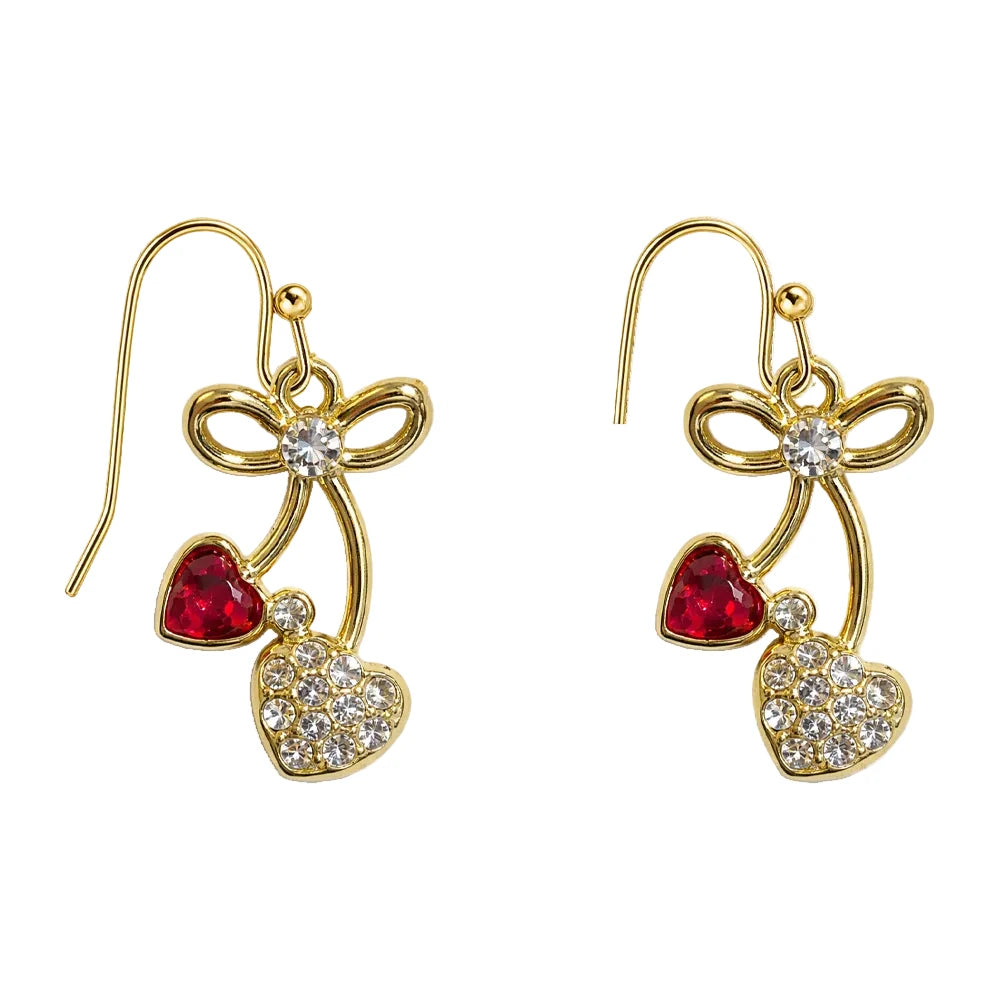 Pendientes de Cerezas Corazón con Circonitas