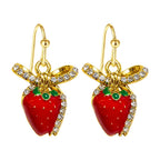 Pendientes de Frutas Fresas con Circonitas