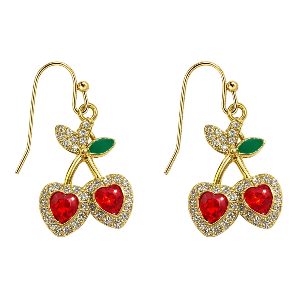 Pendientes de Frutas Fresas con Circonitas
