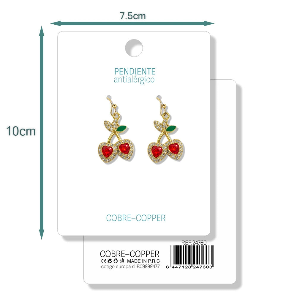 Pendientes de Frutas Fresas con Circonitas detalle