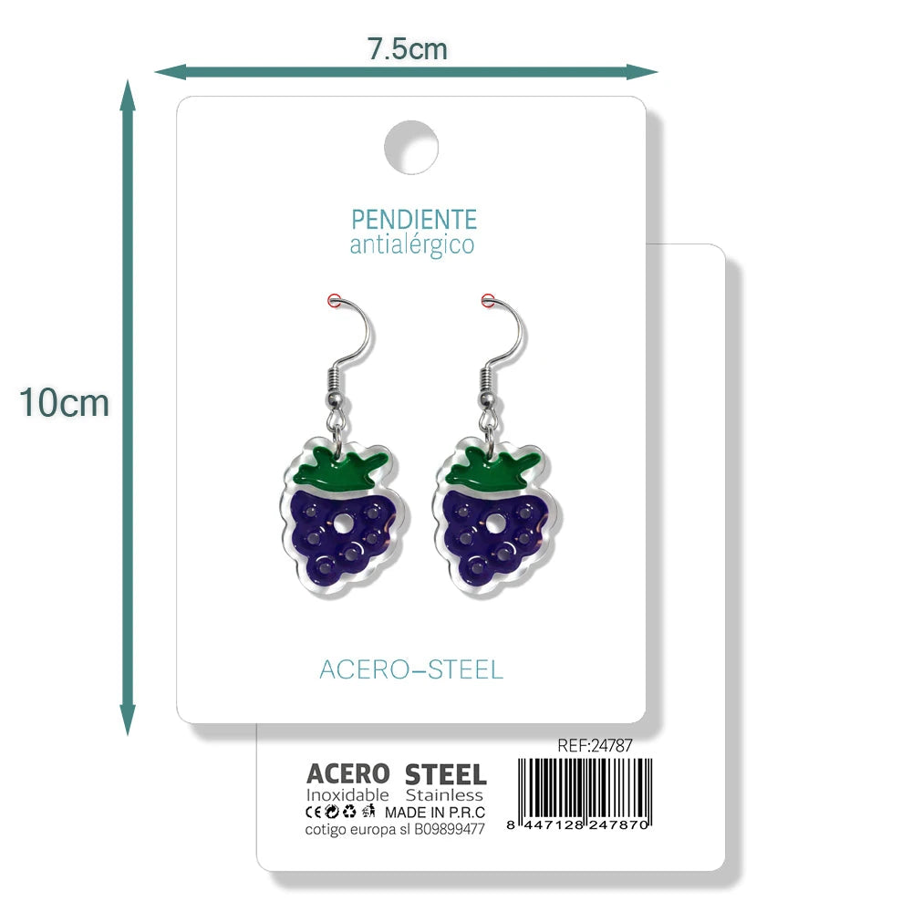 Pendientes de Frutas Uvas detalle
