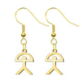 Pendientes con símbolo Indalo en acero dorado con diseño tradicional