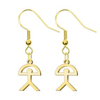 Pendientes con símbolo Indalo en acero dorado con diseño tradicional