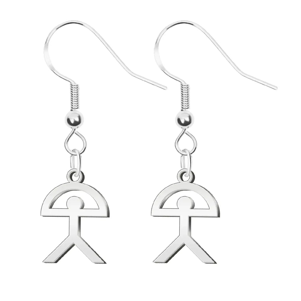 Pendientes con símbolo Indalo en acero plateado con diseño tradicional