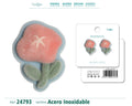 Pendientes Terciopelo Flor Rosa Hojas Acero Inoxidable