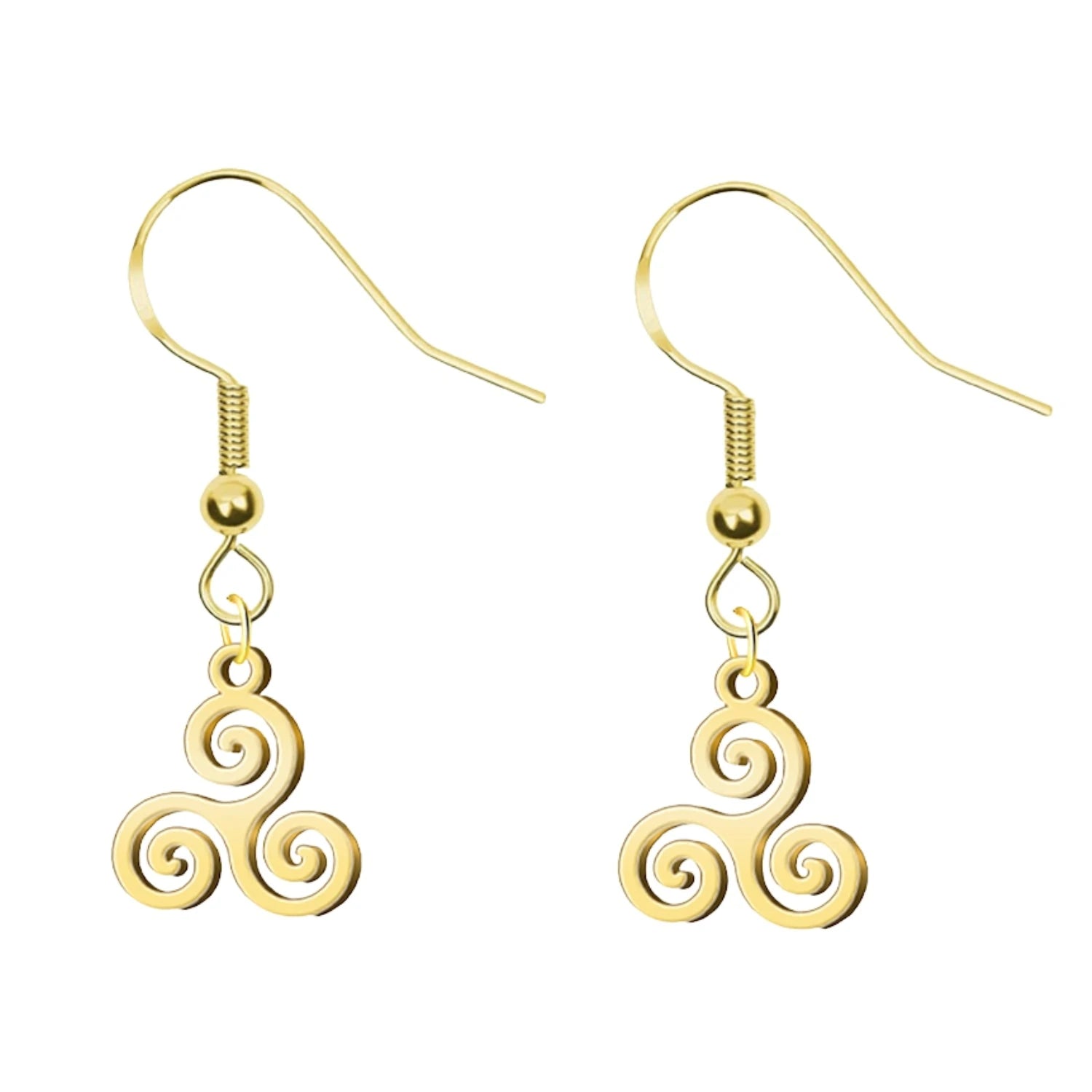 Pendientes con trisquel dorado en acero inoxidable