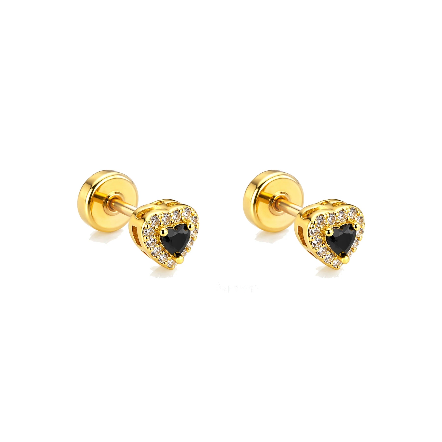 Piercing de Oreja Dorado con Corazón Negro