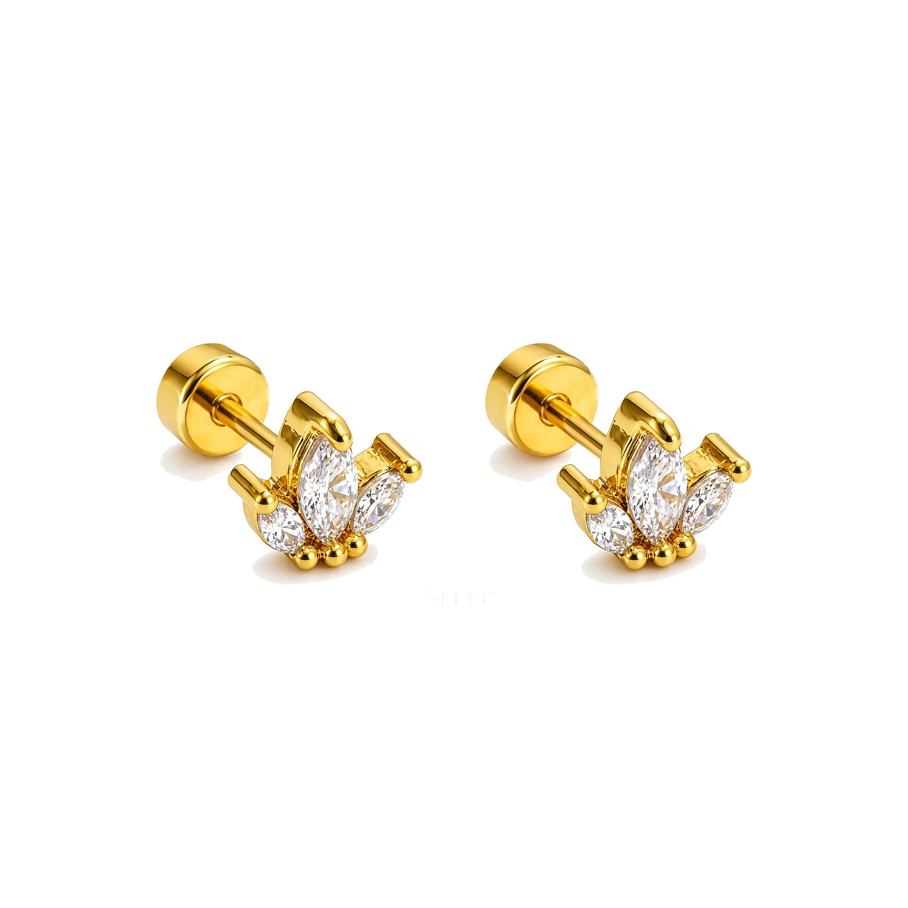 Piercing de Oreja Dorado con Corona de Circonitas