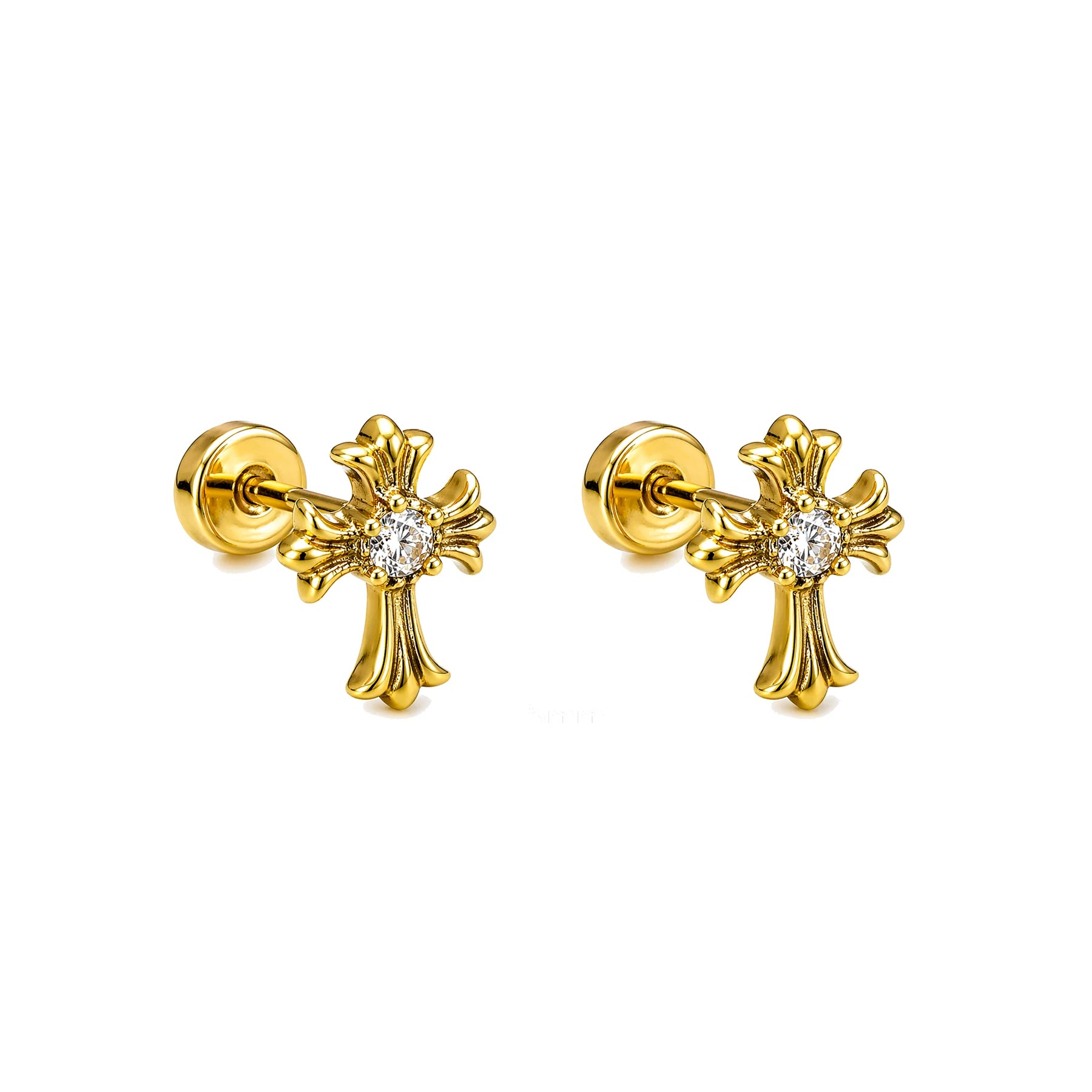 Piercing de Oreja Dorado con Cruz de Circonitas