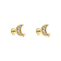 Piercing de Oreja Dorado con Luna de Circonitas