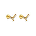 Piercing de Oreja Dorado con Rama Doble de Circonitas