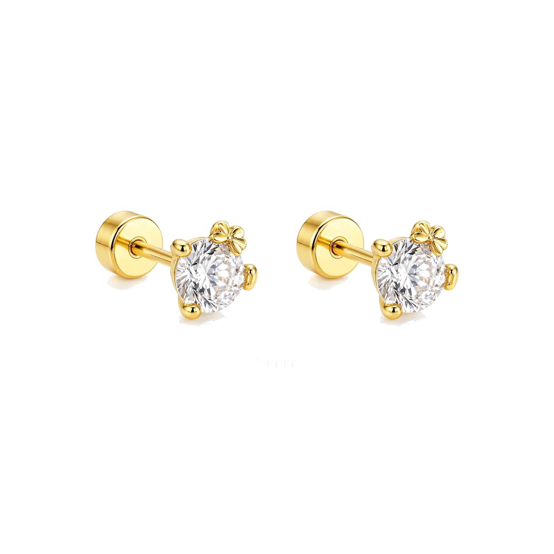 Piercing de Oreja Dorado con Solitario de Circonita