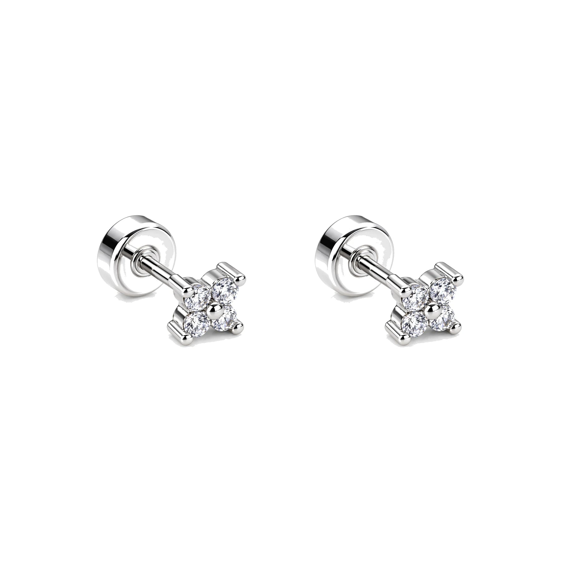 Piercing de Oreja Plateado con Estrella Pequeña de Circonita
