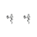 Piercing de Oreja Plateado con Zirconia Marquesa y Diseño Ondulado