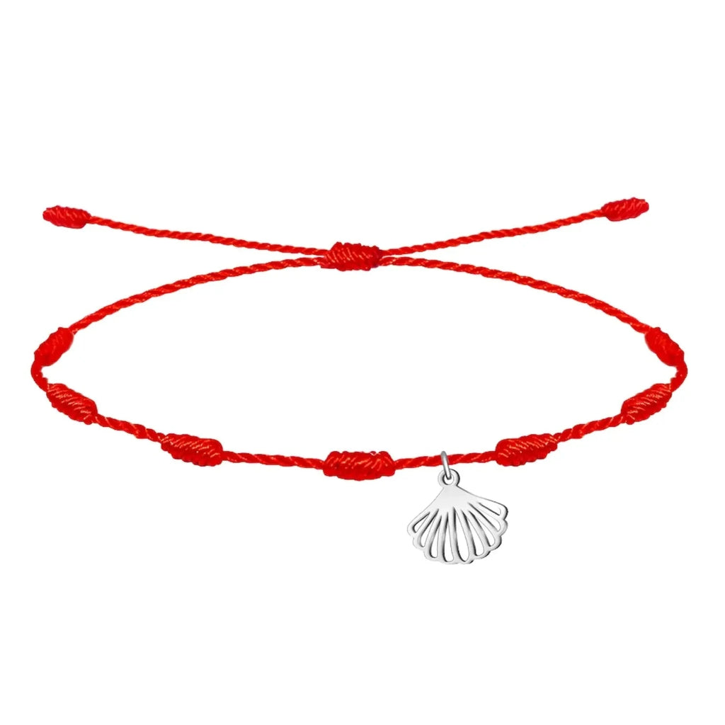 Pulsera 7 Nudos con la Concha de Vieir Acero Plateado